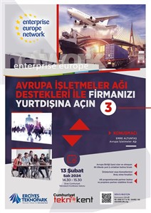 Avrupa İşletmeler Ağı projesi kapsamında Teknokent firmalarımıza proje tanıtımı yapılacaktır.